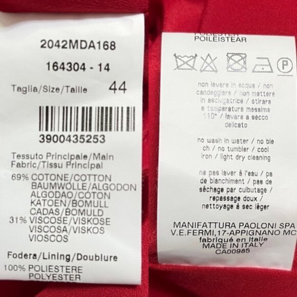 NWT MSGM MIlano One Shoulder Ruffle Dress in Red Women Size‎ 44 US 8 - Picture 10 of 12